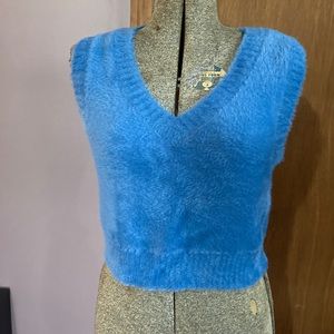 Fuzzy blue sweater vest